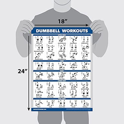 Ultimate 3-Pack Workout Posters: Dumbbell Exercises, Bodyweight Routines & Stretching Guide - 18" X 24" Laminated Charts