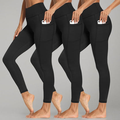 High Waisted Tummy Control Leggings for Women - 3 Pack with Pockets, Perfect for Workout & Yoga